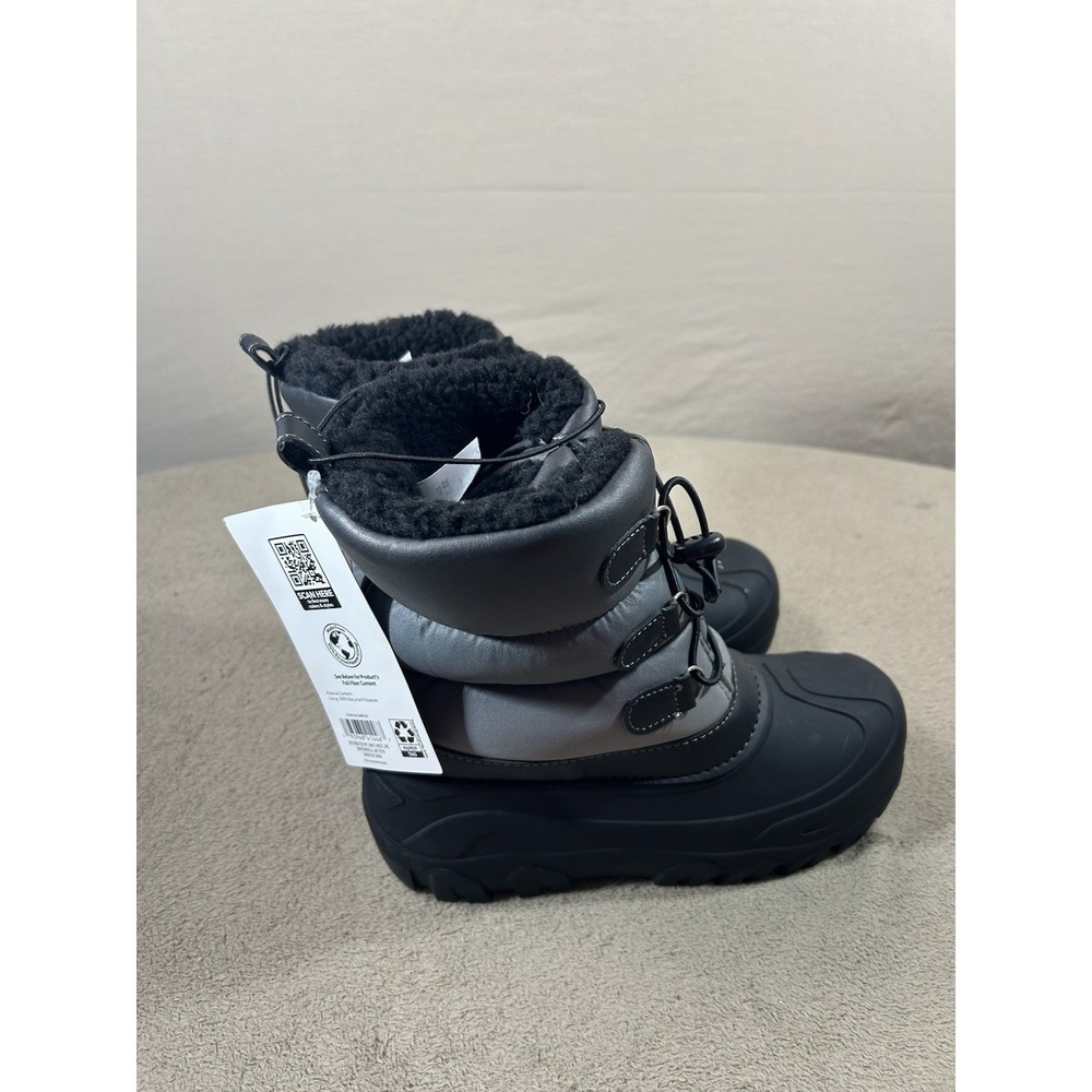 Member's Mark Youth Snow Boots Size 6B Black Gray Faux Fur Lined NWT - Picture 2 of 9